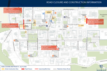 July update on upcoming road closures on UBC Vancouver campus