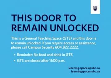 Keeping General Teaching Space doors unlocked