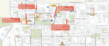 Upcoming road closures on UBC Vancouver campus as of March 17, 2023