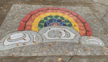 Coast Salish Two-Spirit Mosaic mural installed